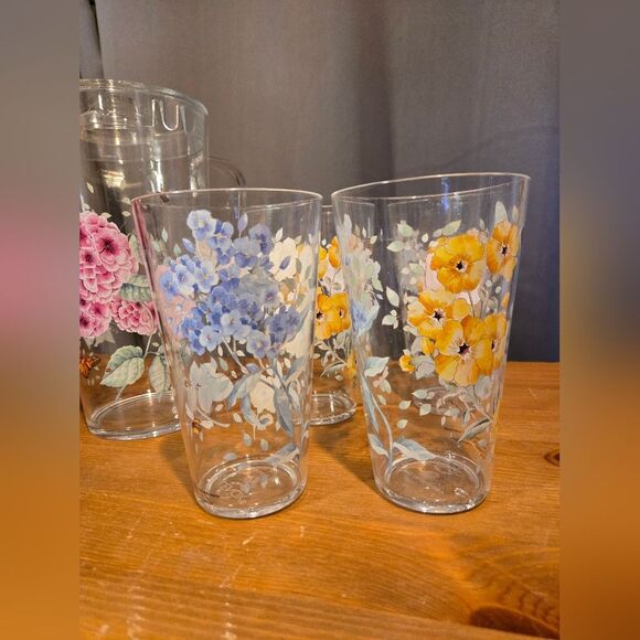 Lenox Butterfly Meadow Acrylic Highball Glasses and Matching Pitcher - Picture 3 of 11